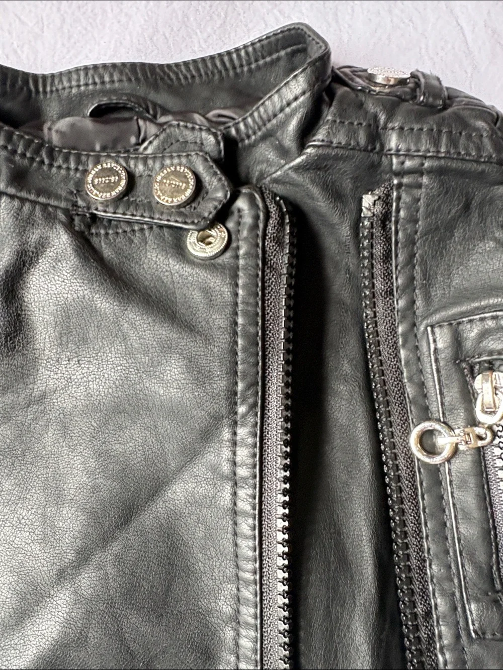 Urban Republic Black Faux Leather Girls Moto Jacket with Peplum